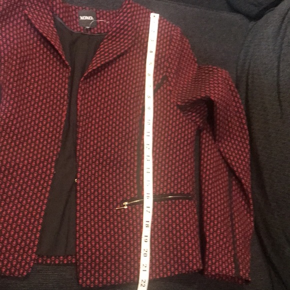 XOXO Red/Black Zipper Pockets Single Hook Closure Lined Blazer-Size XL - Picture 9 of 10